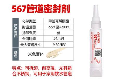 乐泰567管螺纹锁固胶